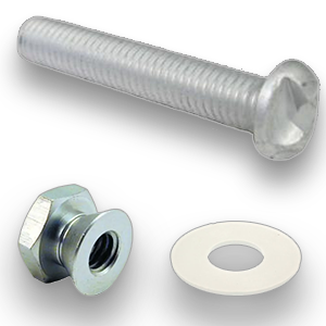 1 each Anti-Theft Bolts 2" 5/16" - 18 thread One Way Bolt & Vandal Proof Nut - 1 each Plastic Washer
