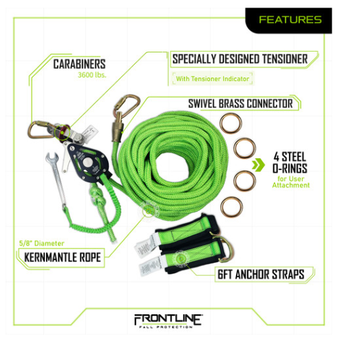 Frontline HLK1004 Horizontal Lifeline System | 4-Worker 100 ft