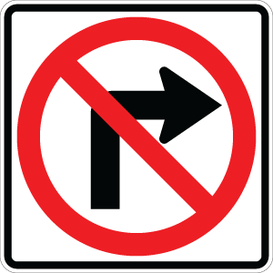 No Right Turn Symbol - R3-1 - 24" x 24"