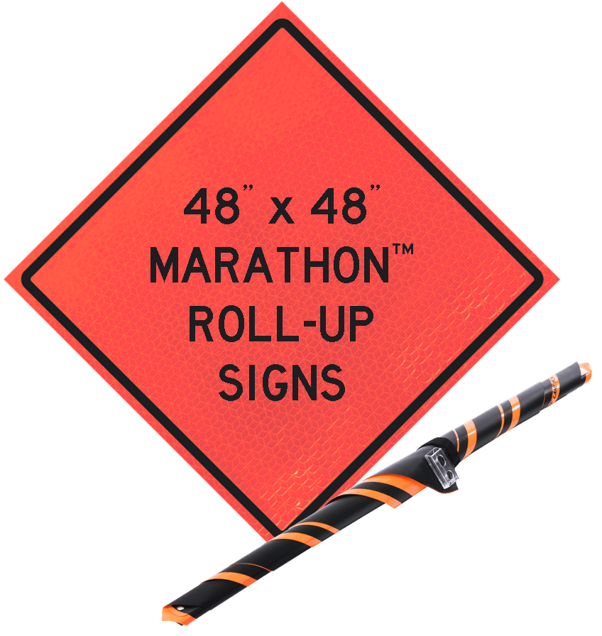 48" Marathon Reflective Vinyl Roll-Up Sign (Utility Work Ahead)