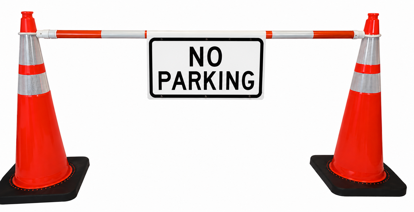 24x12 White Cone Bar Roll Up – NO PARKING