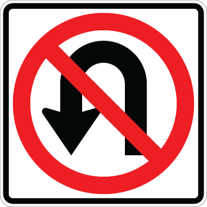 No U-Turn Symbol - R3-4 - 24" x 30"