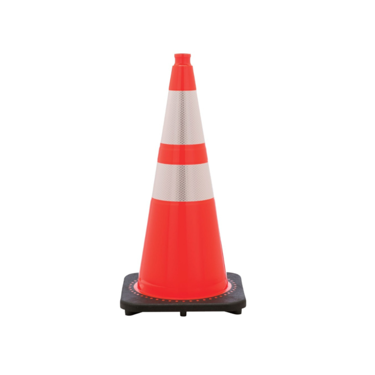 28" Orange Safety Cone Black Base with 6" & 4" 3M Reflective Collar