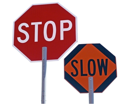 STOP/SLOW Paddle – 24" Diamond Grade with 60" Handle