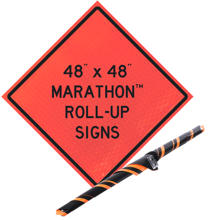 48" Marathon Reflective Vinyl Roll-Up Sign (Utility Work Ahead)